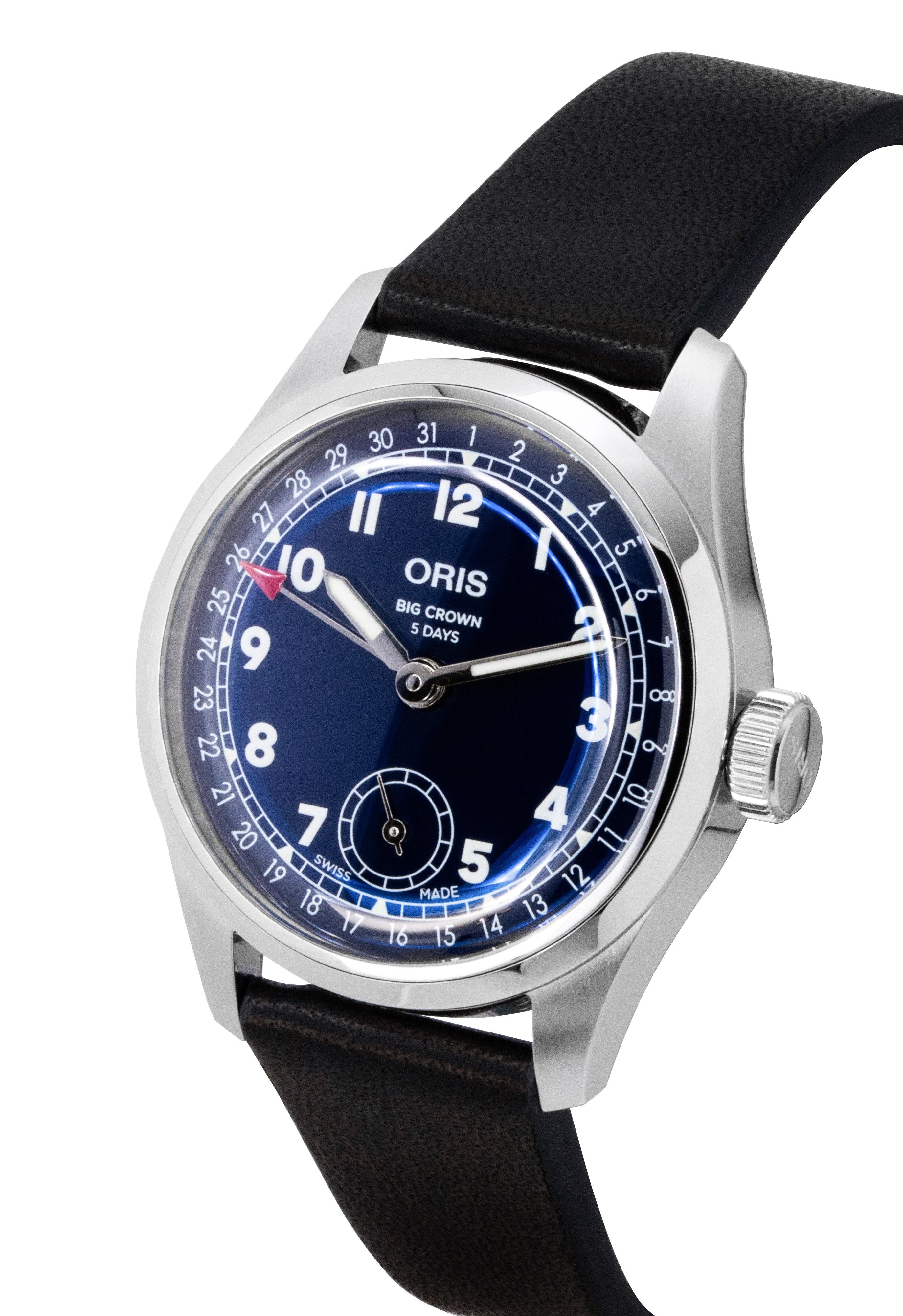 Oris Big Crown Pointer Date Calibre 403 Leather Strap Blue Dial Automatic 01-403-7776-4065-07-5-19-11 Men's Watch