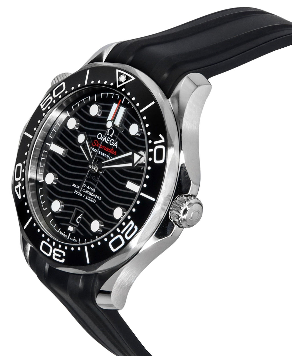 Omega Seamaster Rubber Strap Black Dial Automatic Diver's 210.32.42.20.01.001 300M Men's Watch
