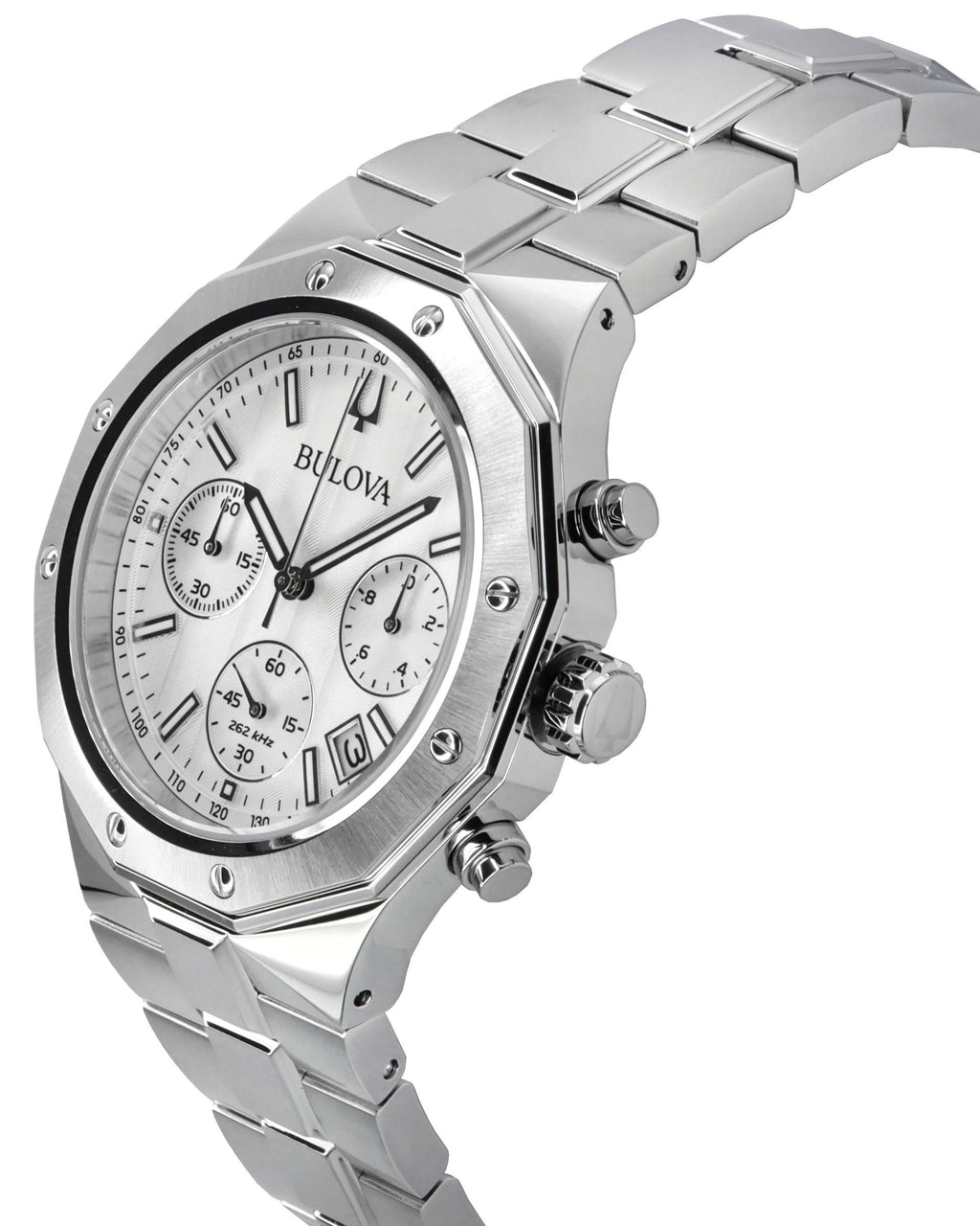 Bulova Classic Precisionist Chronograph Stainless Steel Silver Dial Quartz 96B408 100M Men's Watch