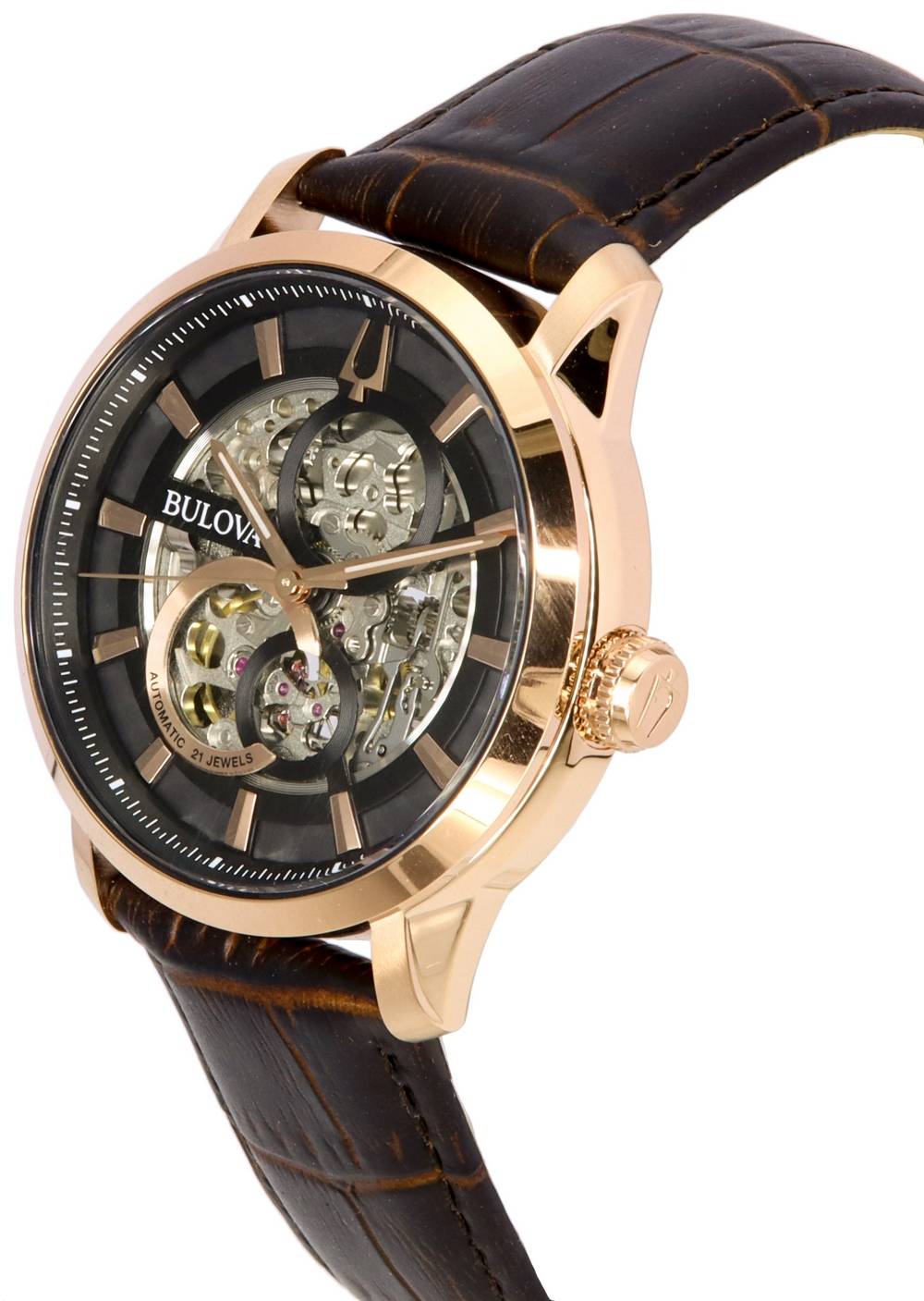 Bulova Classic Sutton Black Skeleton Dial Automatic 97A169 Men's Watch