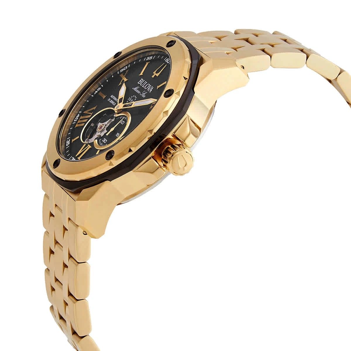 Bulova Marine Star Open Heart Black Dial Automatic Diver's 98A273 200M Men's Watch