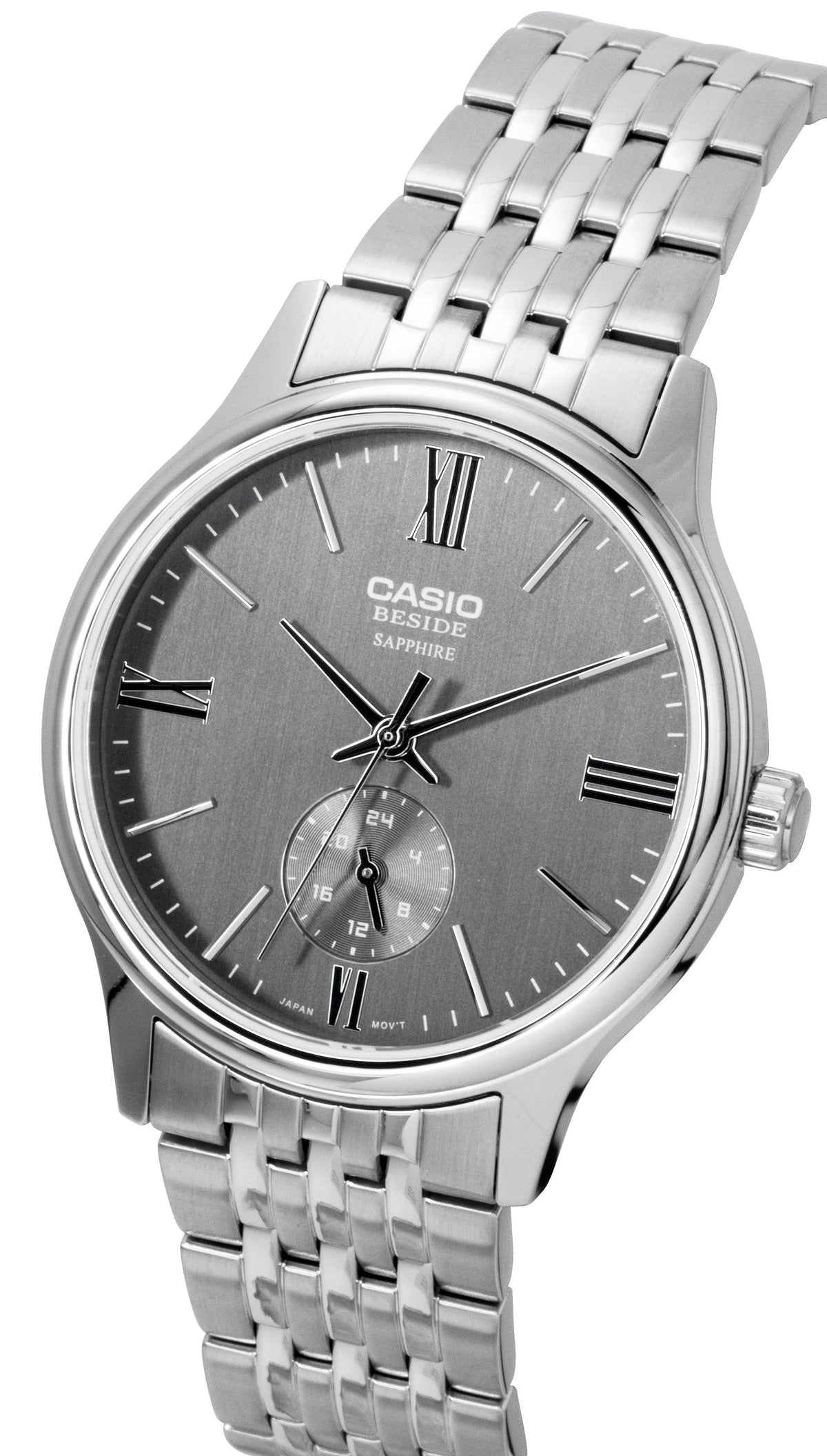 Casio Beside Analog Stainless Steel Grey Dial Quartz BMS-100D-8AV Men's Watch