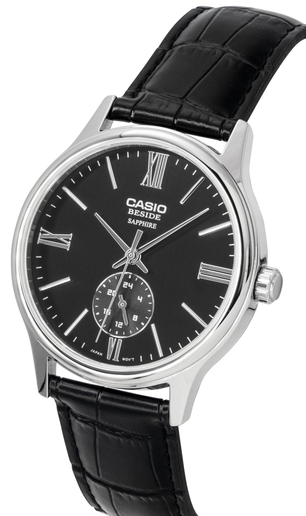 Casio Beside Analog Leather Strap Black Dial Quartz BMS-100L-1AV Men's Watch