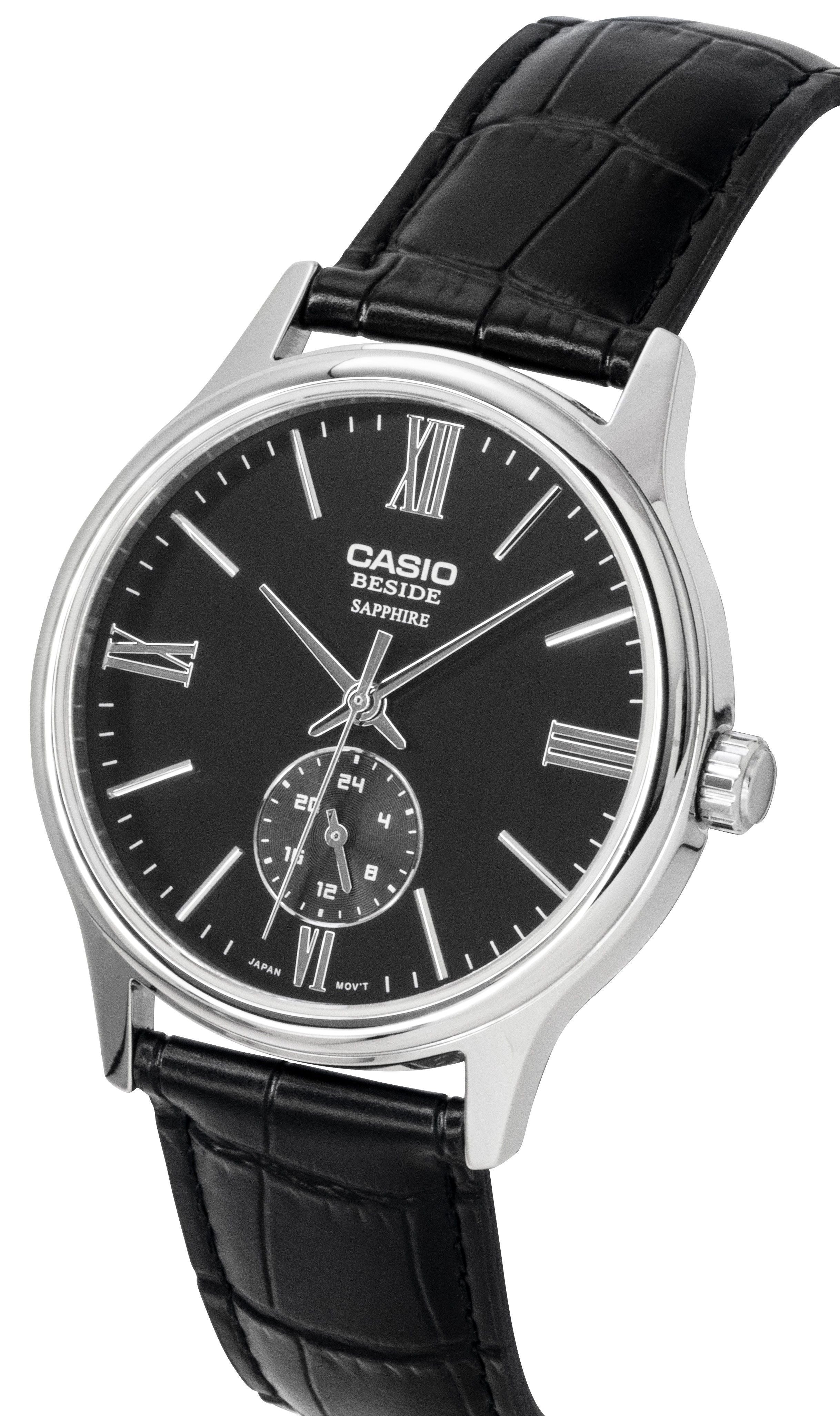 Casio Beside Analog Leather Strap Black Dial Quartz BMS-100L-1AV Men's Watch
