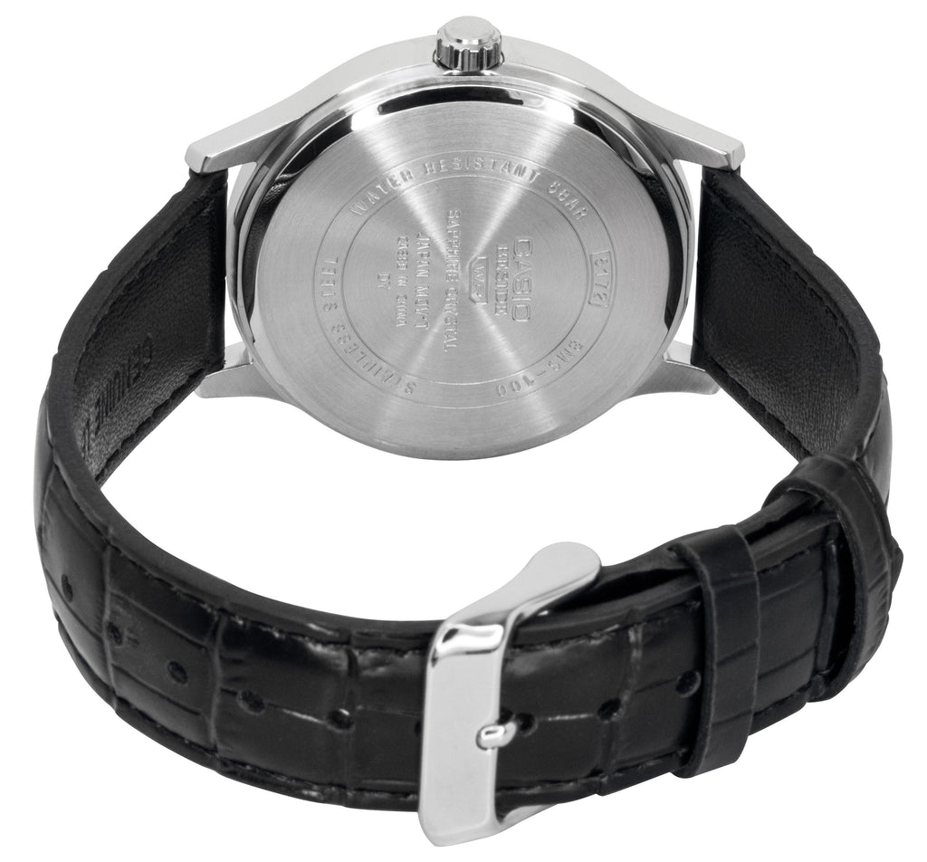 Casio Beside Analog Leather Strap Black Dial Quartz BMS-100L-1AV Men's Watch