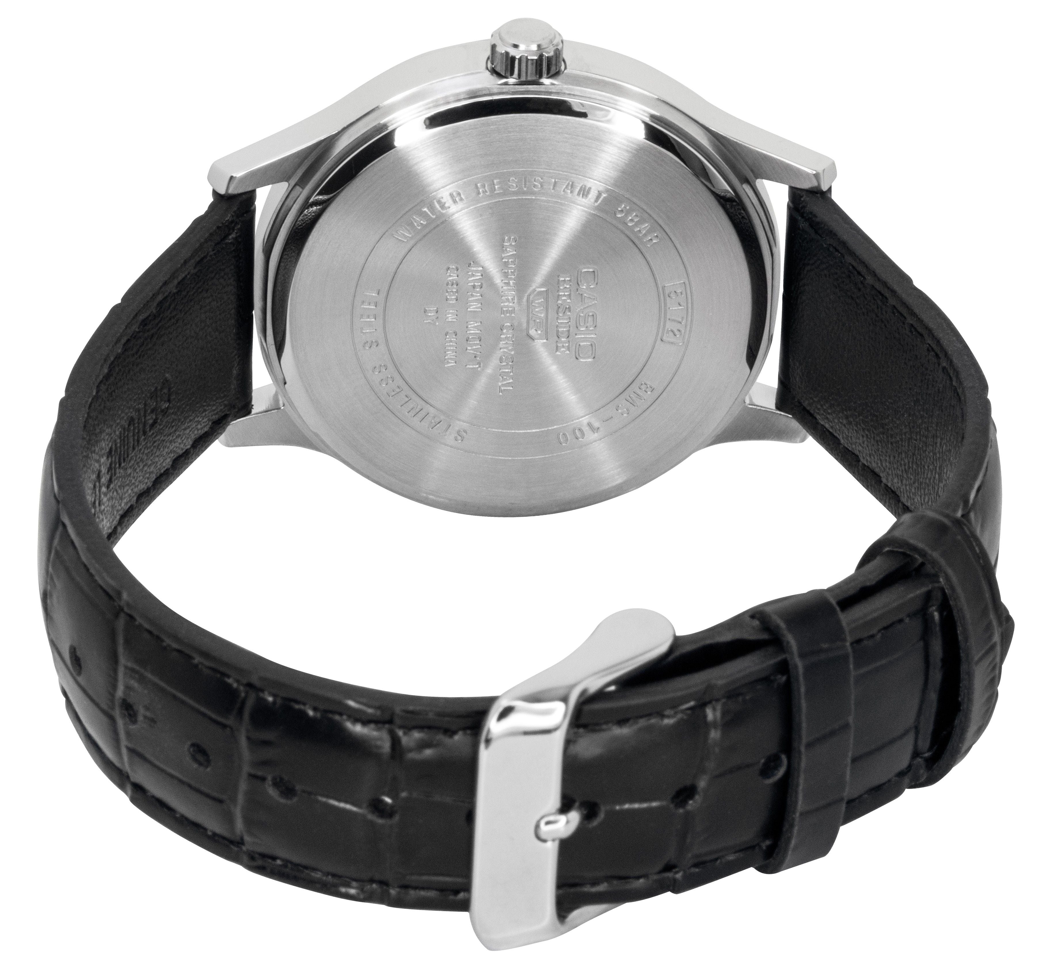 Casio Beside Analog Leather Strap Black Dial Quartz BMS-100L-1AV Men's Watch