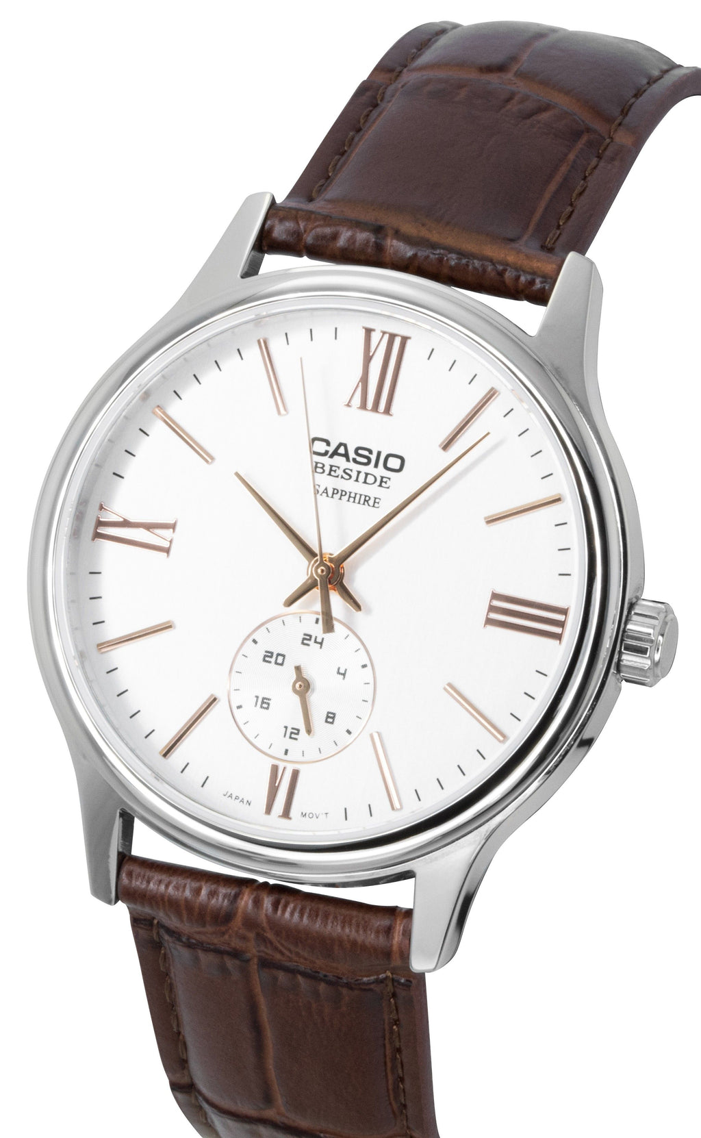 Casio Beside Analog Leather Strap White Dial Quartz BMS-100L-5AV Men's Watch