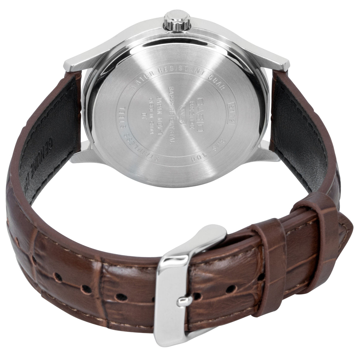 Casio Beside Analog Leather Strap White Dial Quartz BMS-100L-5AV Men's Watch