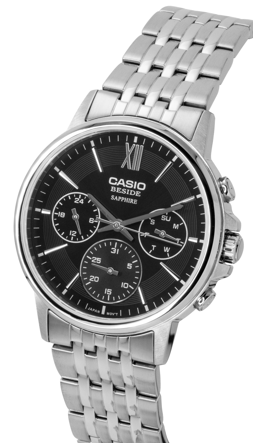 Casio Beside Analog Stainless Steel Black Dial Quartz BMS-300D-1AV Men's Watch