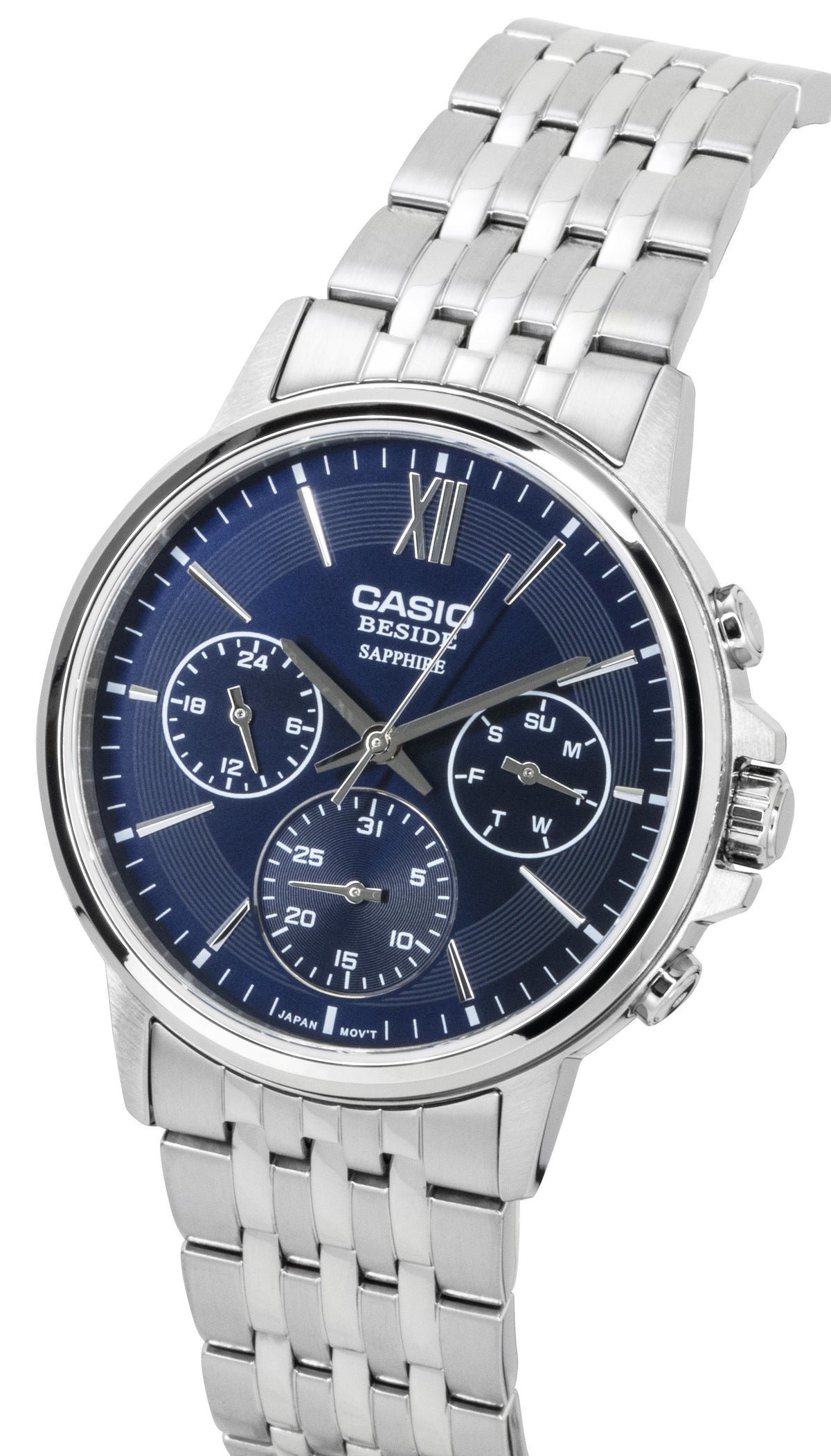 Casio Beside Analog Stainless Steel Blue Dial Quartz BMS-300D-2AV Men's Watch