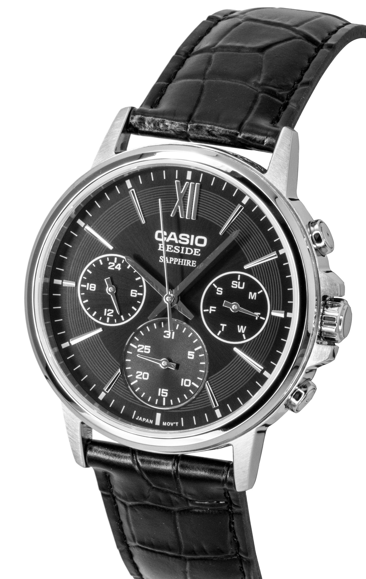 Casio Beside Analog Leather Strap Black Dial Quartz BMS-300L-1AV Men's Watch
