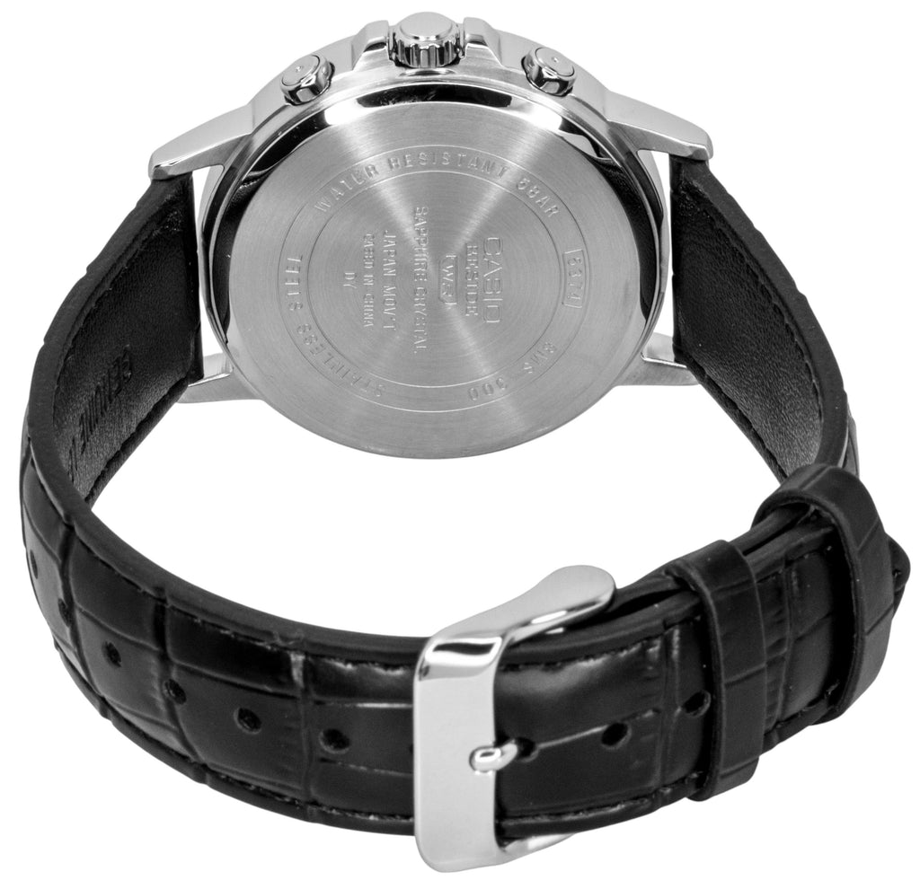 Casio Beside Analog Leather Strap Black Dial Quartz BMS-300L-1AV Men's Watch
