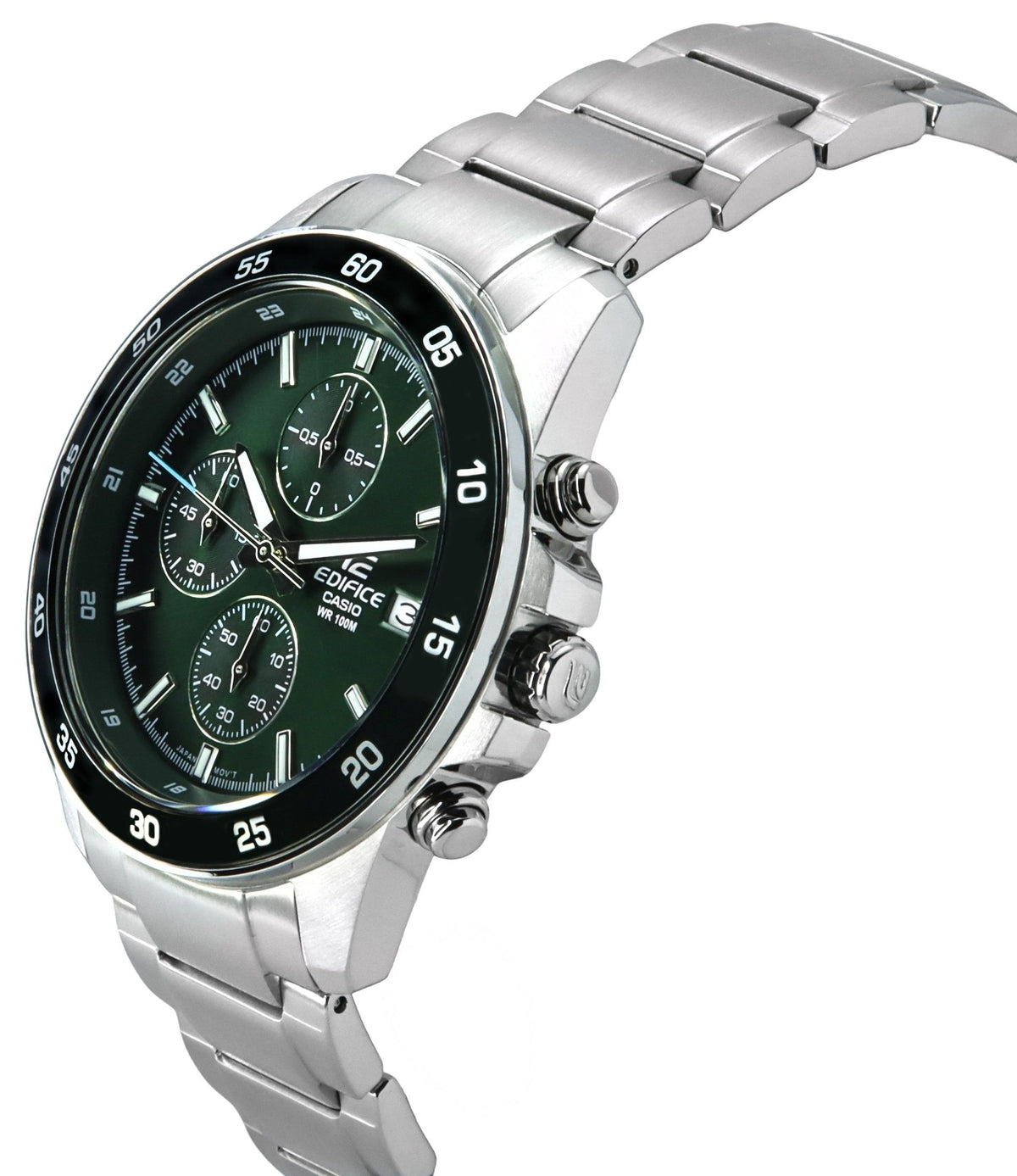 Casio Edifice Analog Standard Chronograph Stainless Steel Green Dial Quartz EFR-526D-3A 100M Men's Watch