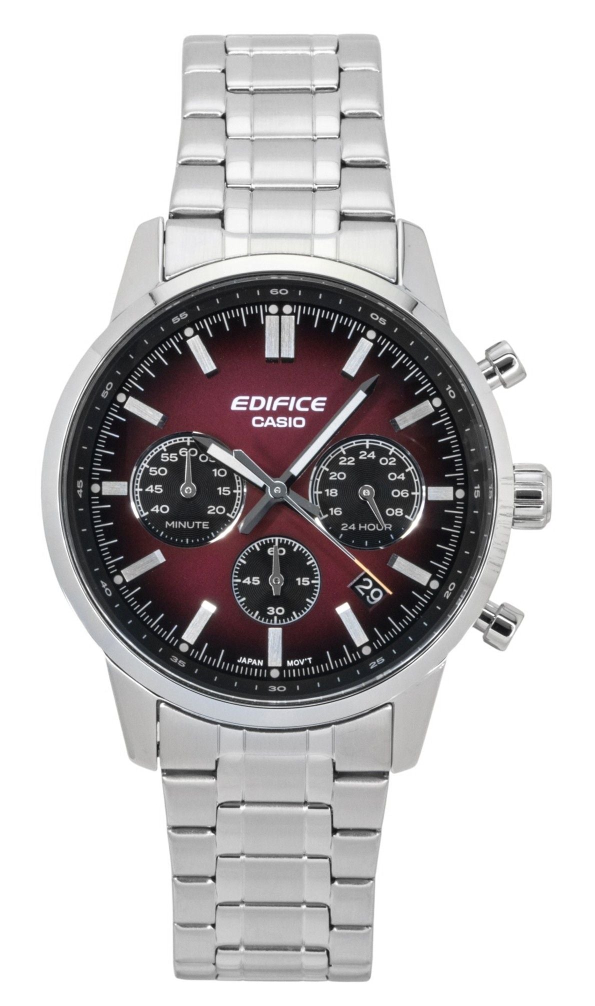 Casio Edifice Analog Chronograph Stainless Steel Red Dial Quartz EFR-575D-4A 100M Men's Watch