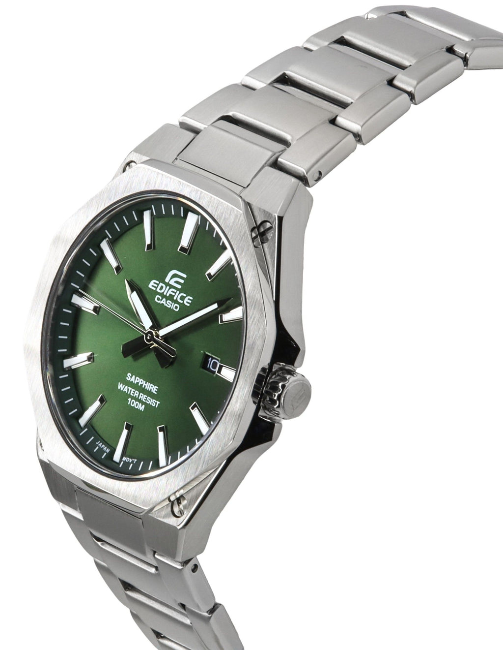 Casio Edifice Sapphire Crystal Analog Stainless Steel Green Dial Quartz EFR-S108D-3A 100M Men's Watch