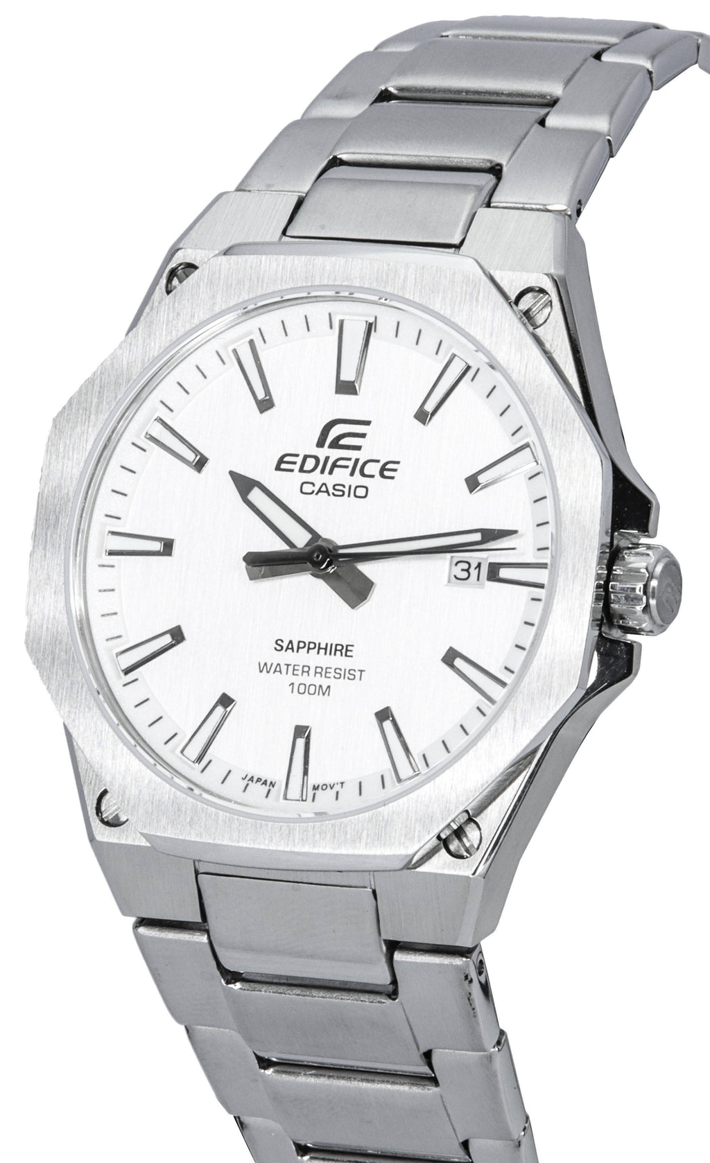 Casio Edifice Stainless Steel White Dial Quartz EFR-S108D-7A EFRS108D-7 100M Men's Watch