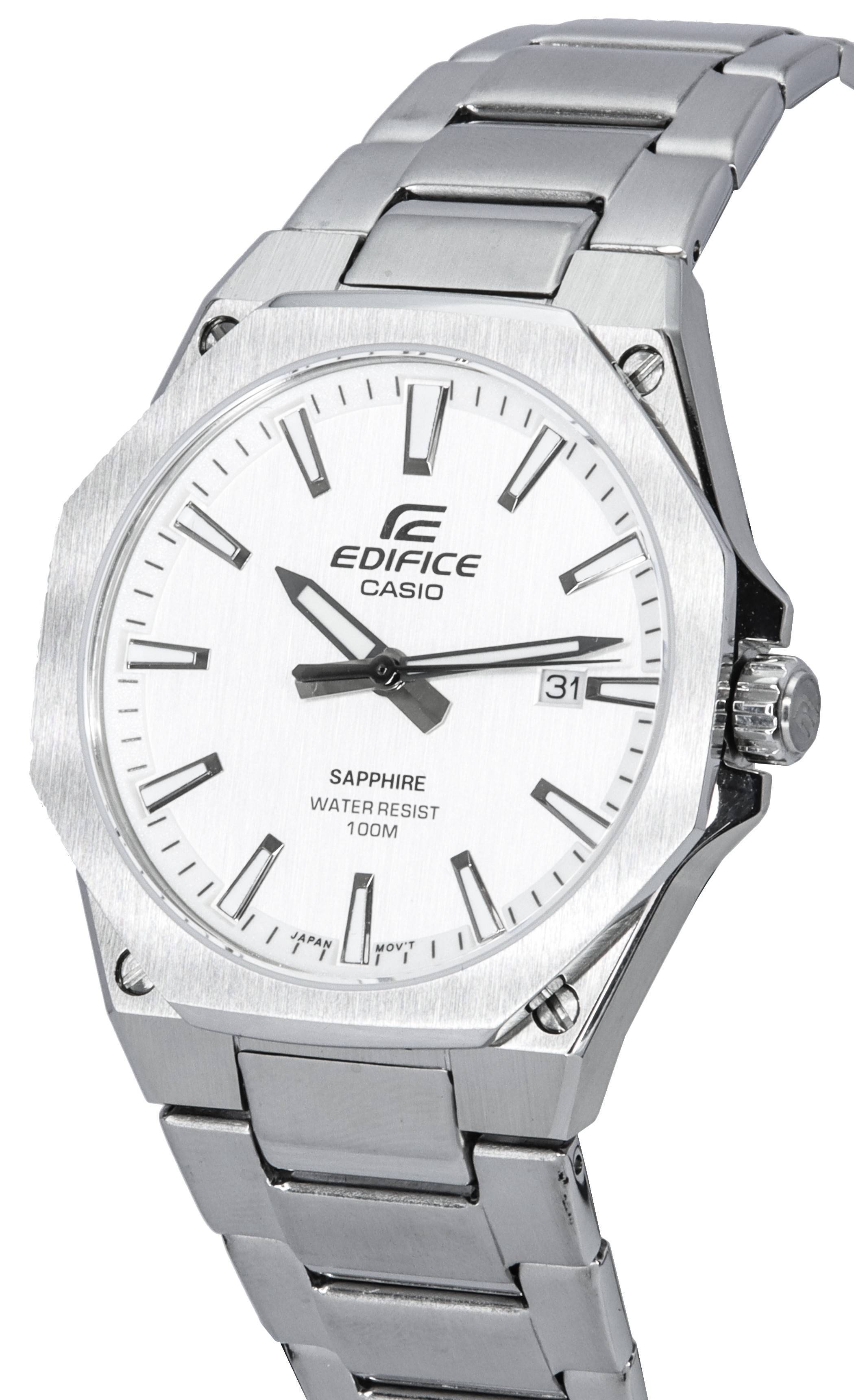Casio Edifice Stainless Steel White Dial Quartz EFR-S108D-7A EFRS108D-7 100M Men's Watch