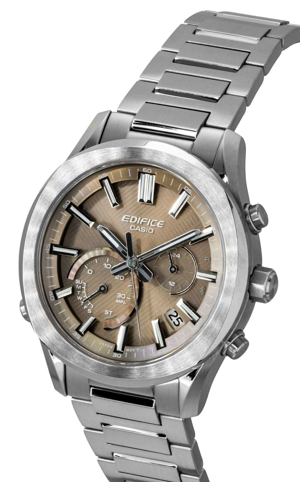 Casio Edifice Analog Chronograph Smartphone Link Stainless Steel Brown Dial Solar EQB-1300D-5A 100M Men's Watch