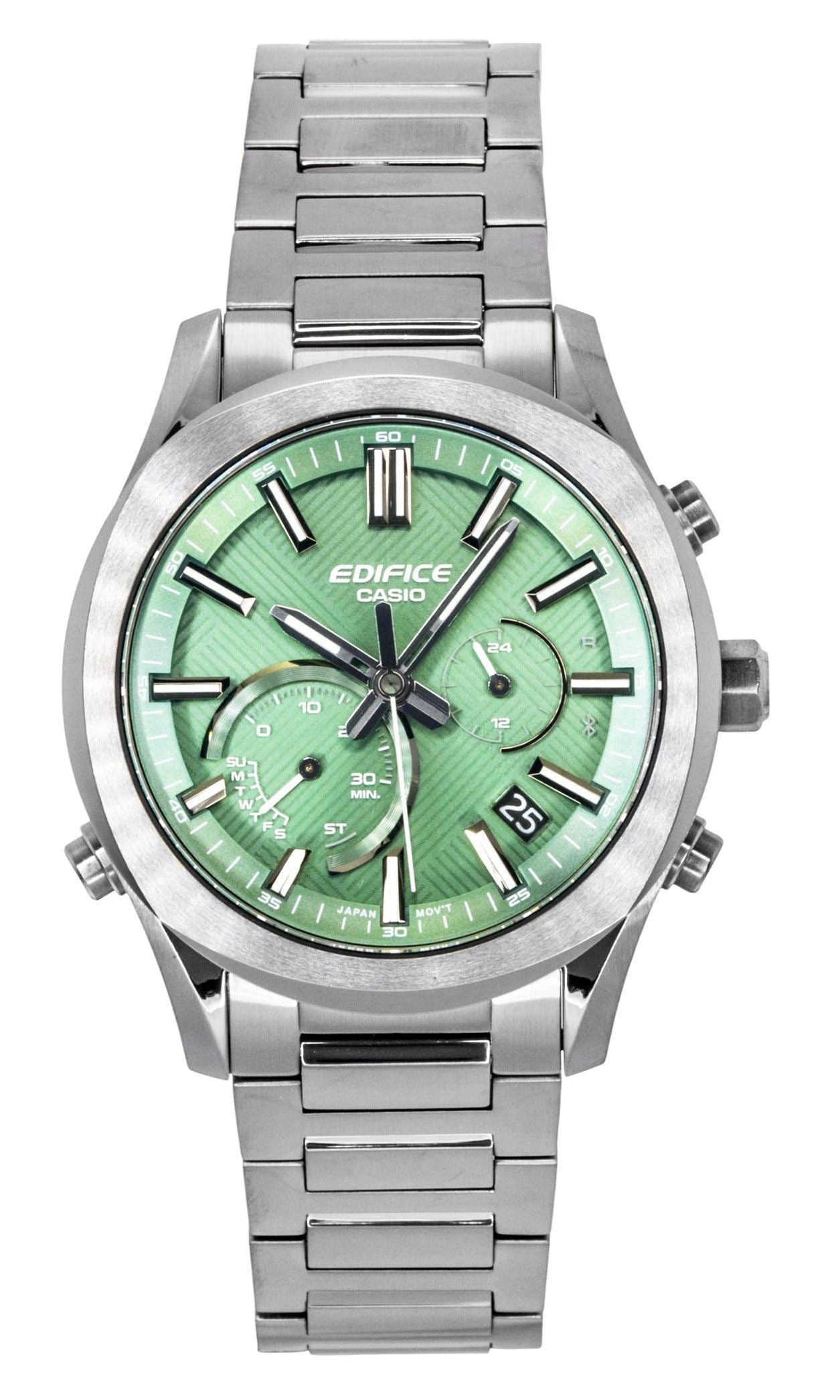 Casio Edifice Analog Chronograph Smartphone Link Green Dial Stainless Steel Solar EQB-1300DC-3A 100M Men's Watch