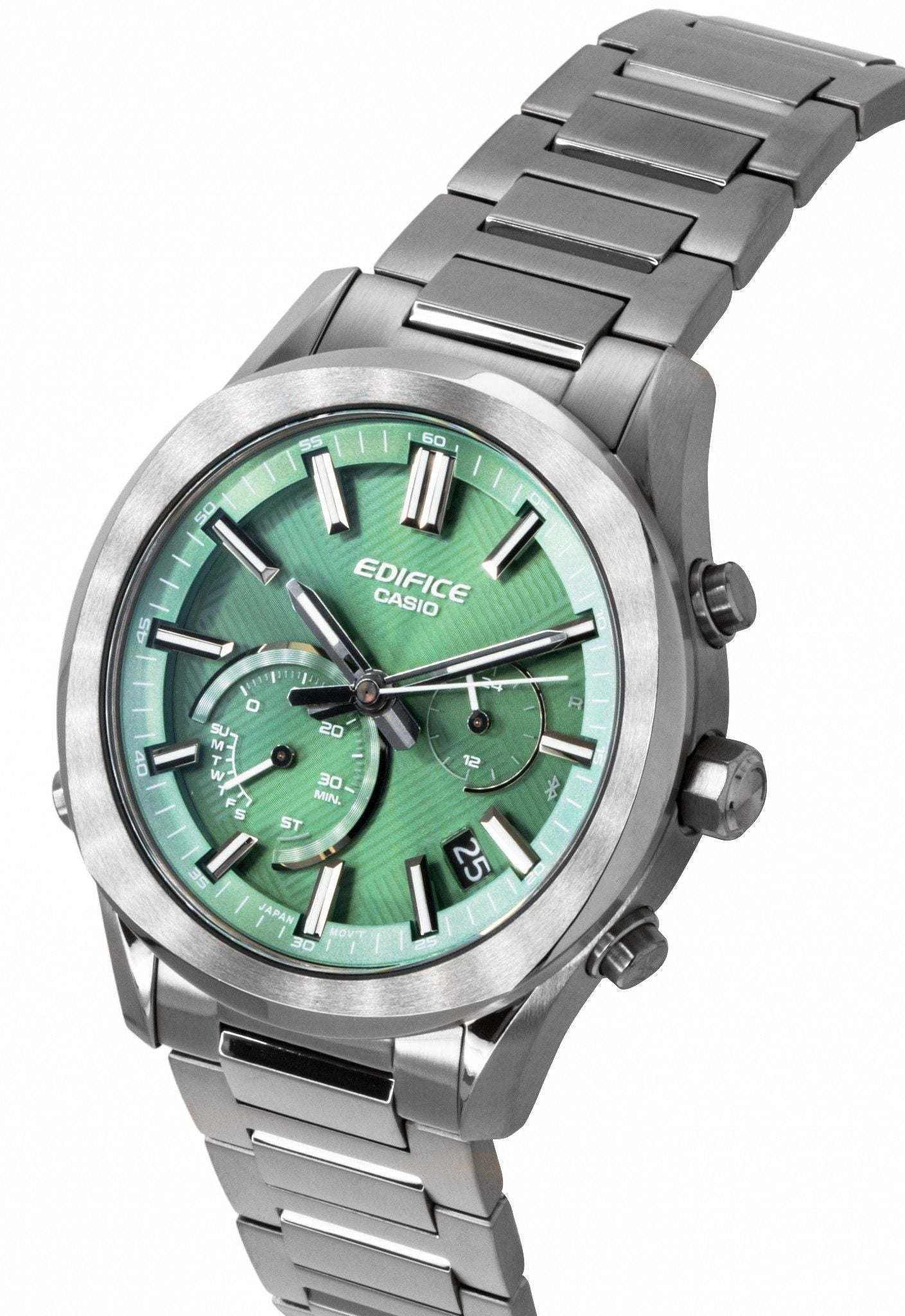 Casio Edifice Analog Chronograph Smartphone Link Green Dial Stainless Steel Solar EQB-1300DC-3A 100M Men's Watch