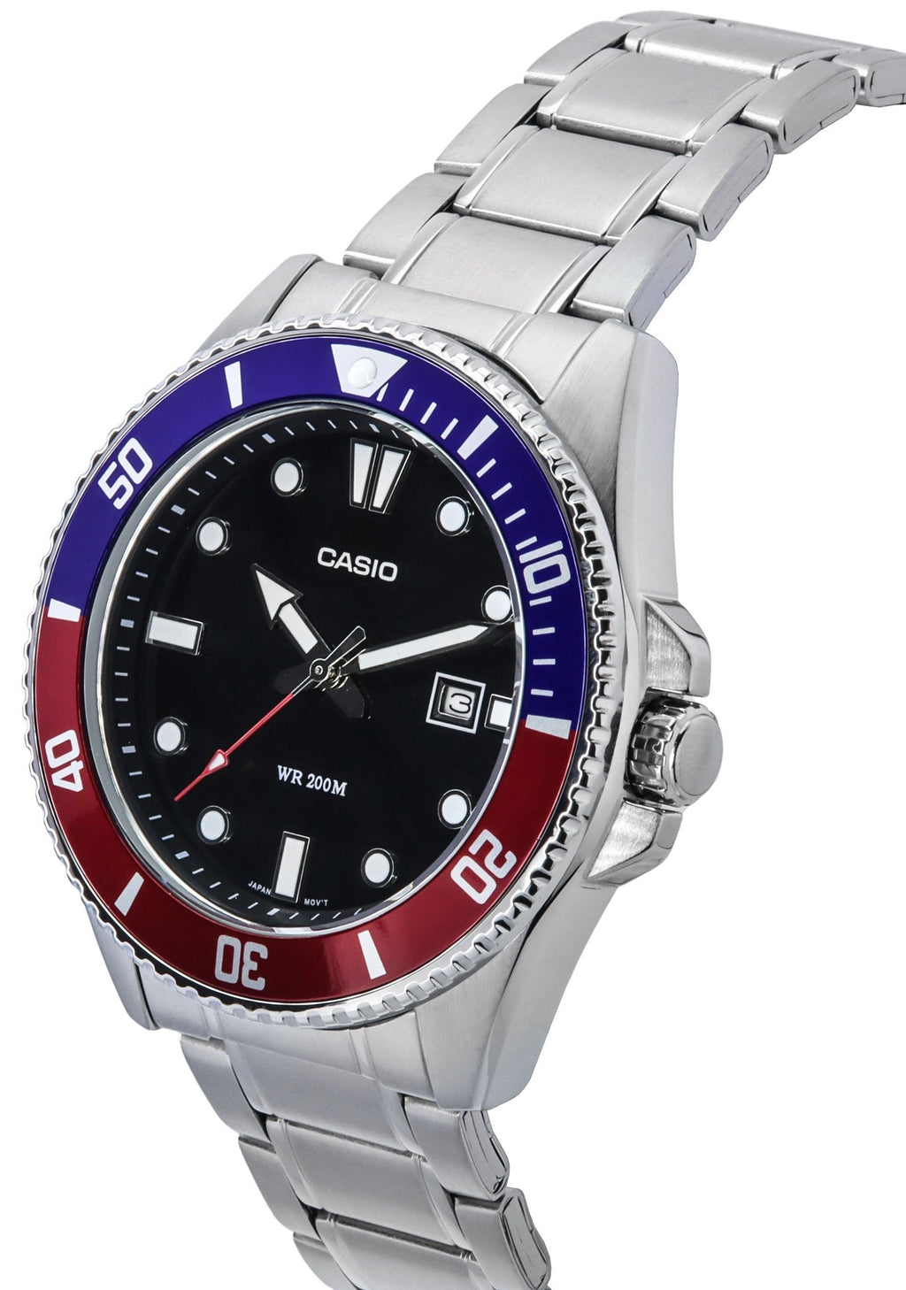 Casio Standard Analog Stainless Steel Black Dial Quartz MDV-107D-1A3 200M Men's Watch