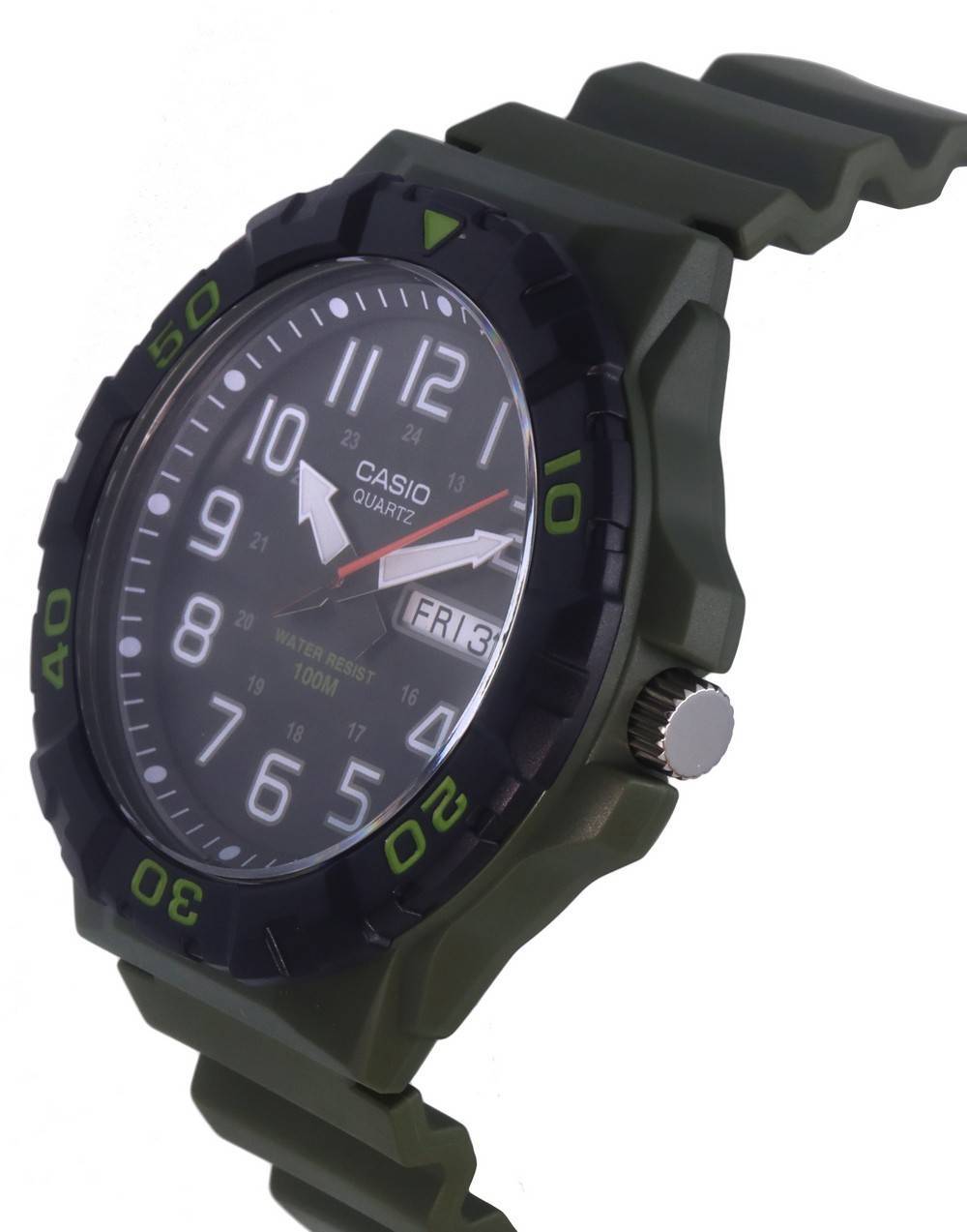 Casio Analog Army Green Resin Band Quartz MRW-210H-3A MRW210H-3 100M Men's Watch