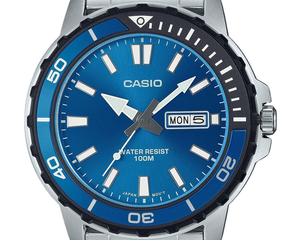 Casio Standard Analog Stainless Steel Blue Dial Quartz MTD-125D-2A1V 100M Men's Watch