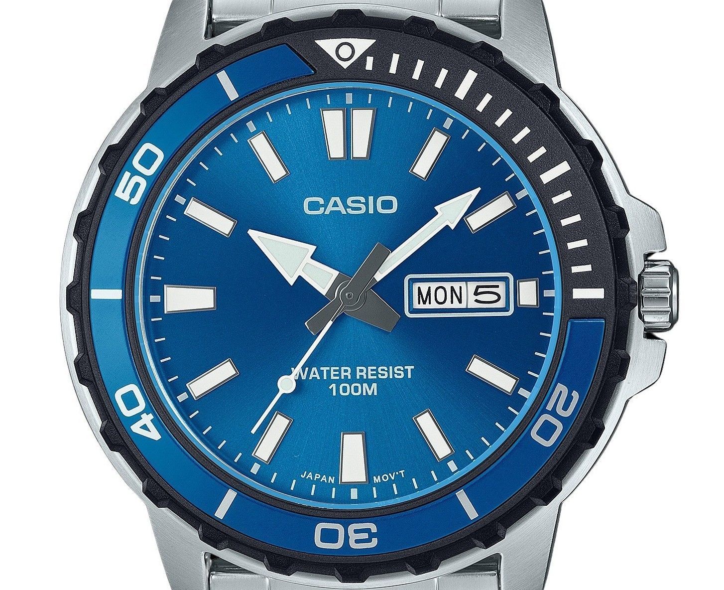 Casio Standard Analog Stainless Steel Blue Dial Quartz MTD-125D-2A1V 100M Men's Watch