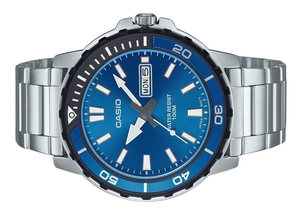 Casio Standard Analog Stainless Steel Blue Dial Quartz MTD-125D-2A1V 100M Men's Watch