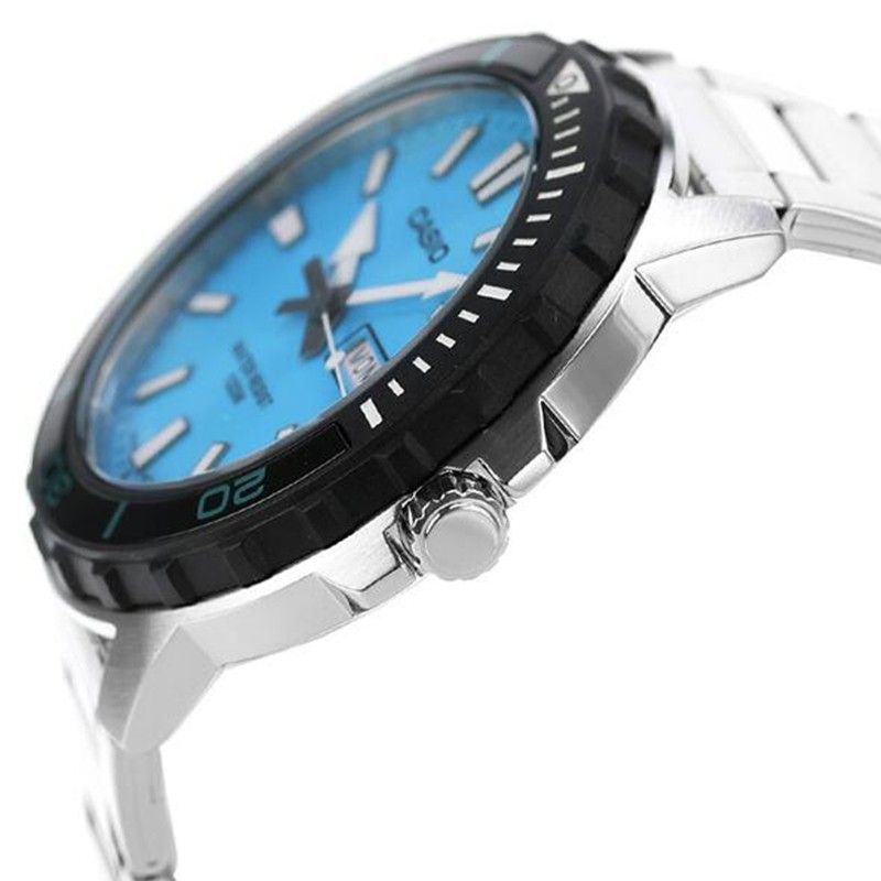 Casio Standard Analog Stainless Steel Aqua Blue Dial Quartz MTD-125D-2A3V 100M Men's Watch