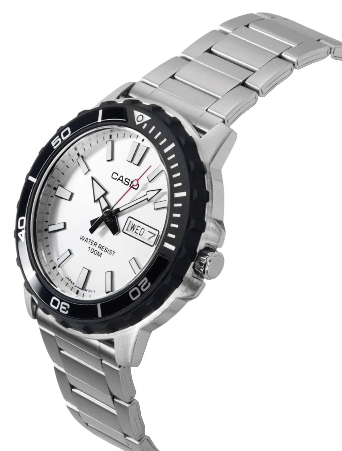 Casio Standard Analog Stainless Steel Silver Dial Quartz MTD-125D-7AV 100M Men's Watch