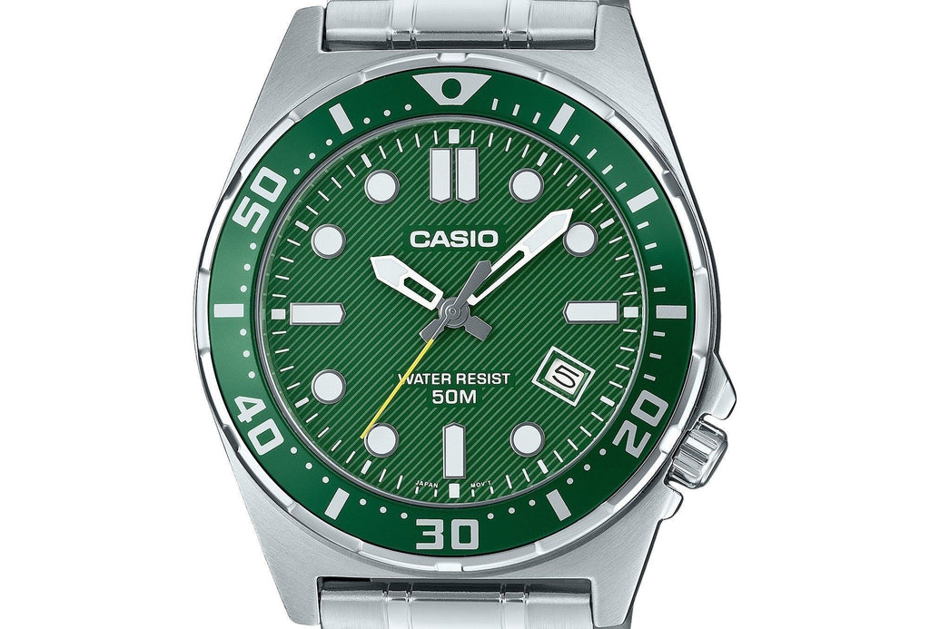 Casio Standard Analog Stainless Steel Green Dial Quartz MTD-135D-3AV Men's Watch