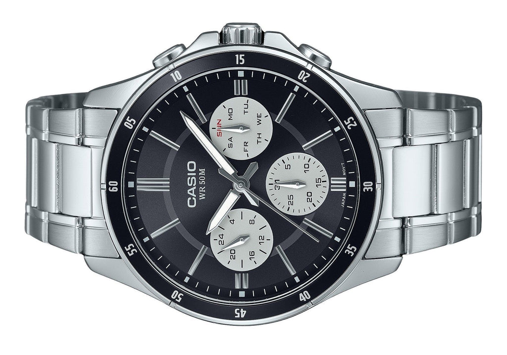 Casio Standard Analog Ion Plated Stainless Steel Black Dial Quartz MTP-1374D-1A3V Men's Watch