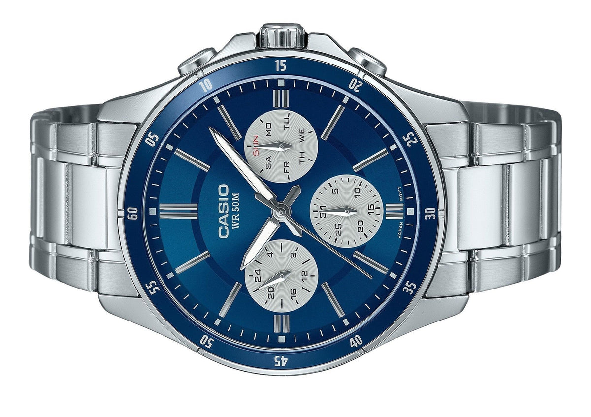 Casio Standard Analog Ion Plated Stainless Steel Blue Dial Quartz MTP-1374D-2A3V Men's Watch