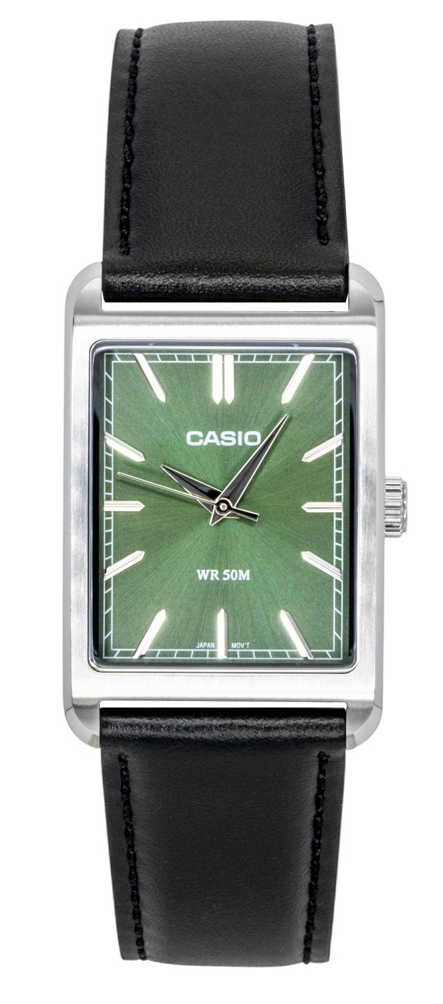 Casio Analog Leather Strap Green Dial Quartz MTP-B215L-3AV Men's Watch