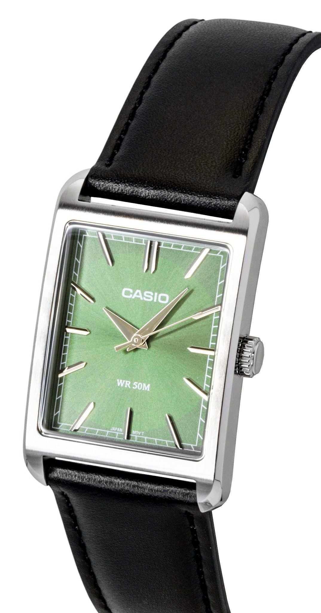 Casio Analog Leather Strap Green Dial Quartz MTP-B215L-3AV Men's Watch