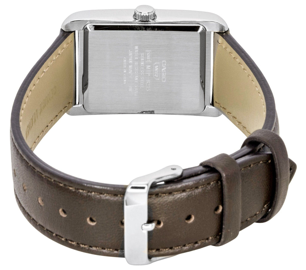 Casio Analog Leather Strap Silver Dial Quartz MTP-B215L-7AV Men's Watch