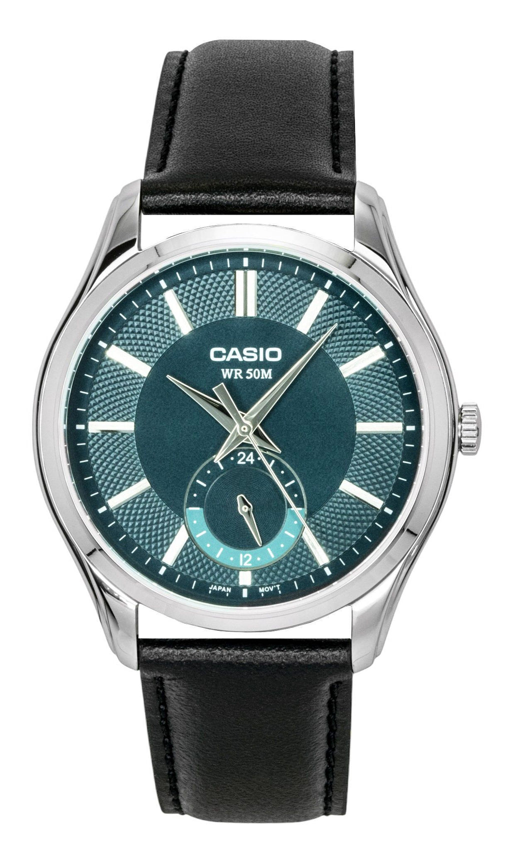 Casio Analog Leather Strap Green Dial Quartz MTP-B315L-3AV Men's Watch