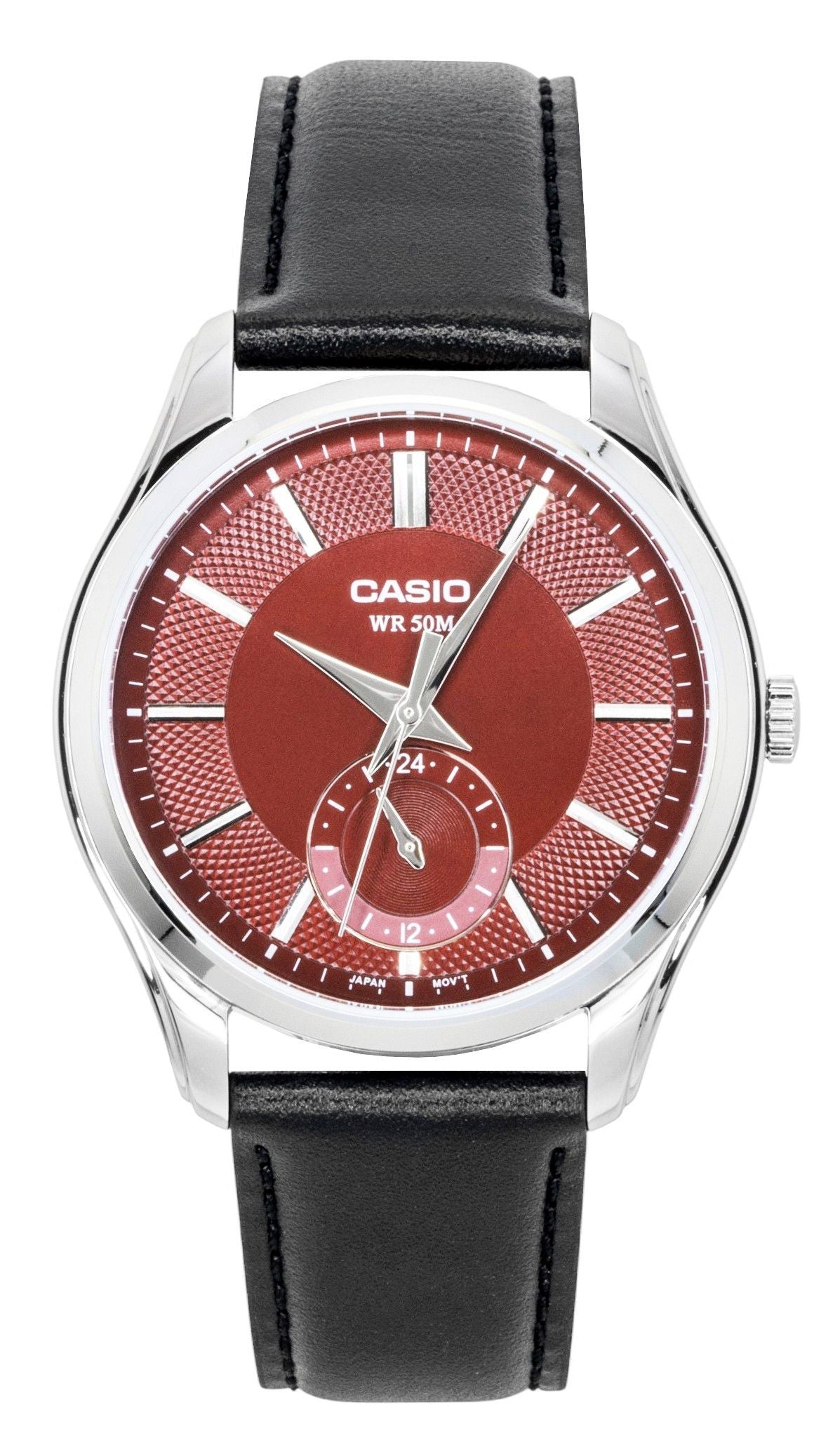 Casio Analog Leather Strap Red Dial Quartz MTP-B315L-4AV Men's Watch