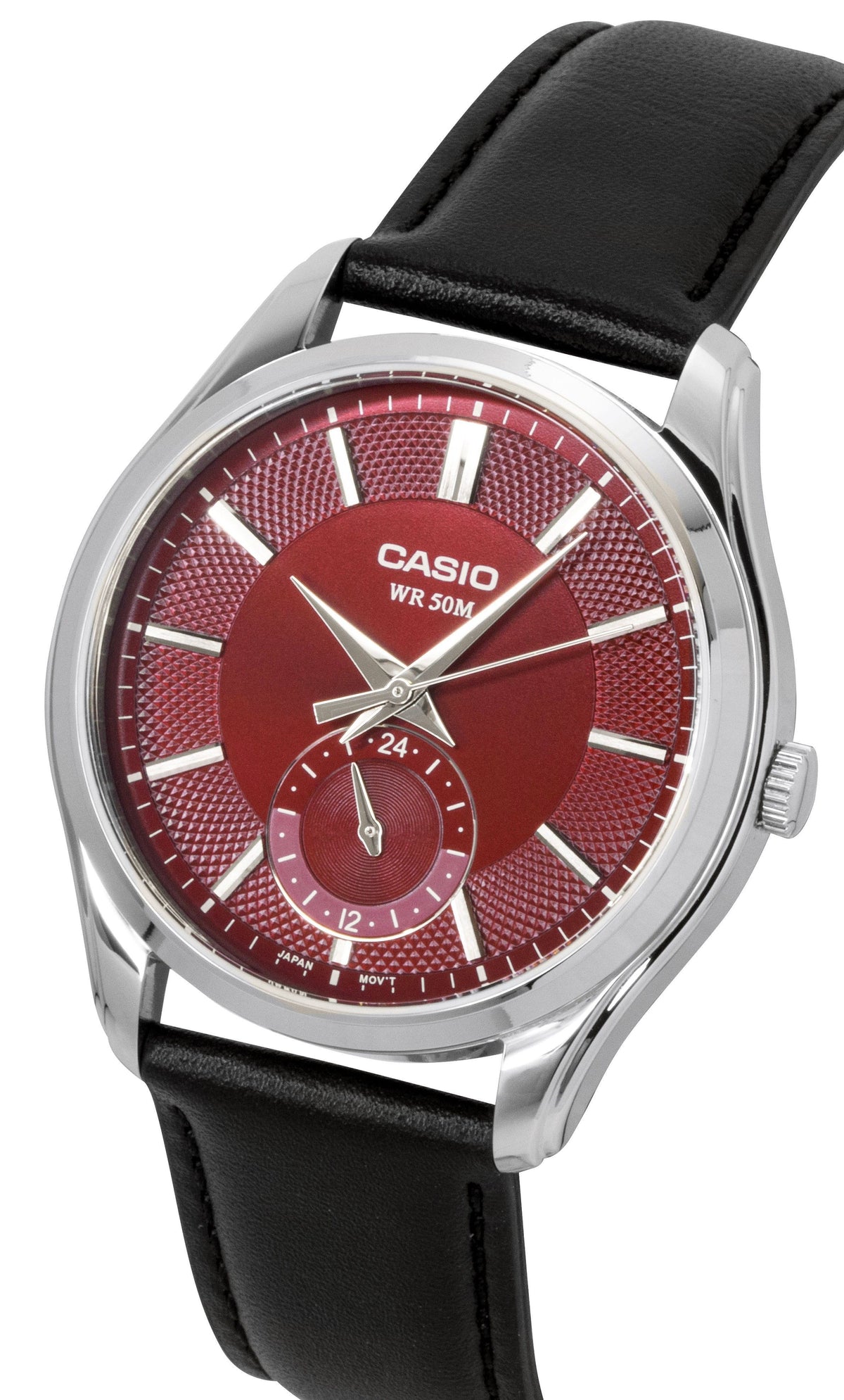Casio Analog Leather Strap Red Dial Quartz MTP-B315L-4AV Men's Watch