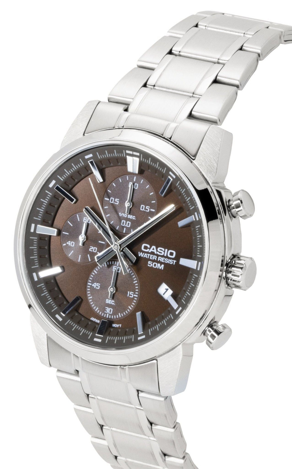 Casio Chronograph Analog Stainless Steel Brown Dial Quartz MTP-E510D-5AV Men's Watch