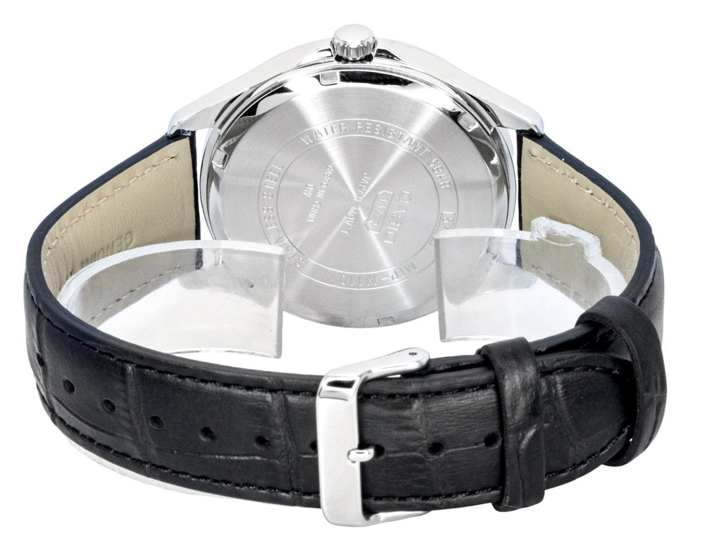 Casio Standard Analog Moon Phase Leather Strap Black Dial Quartz MTP-M110L-1AV Men's Watch