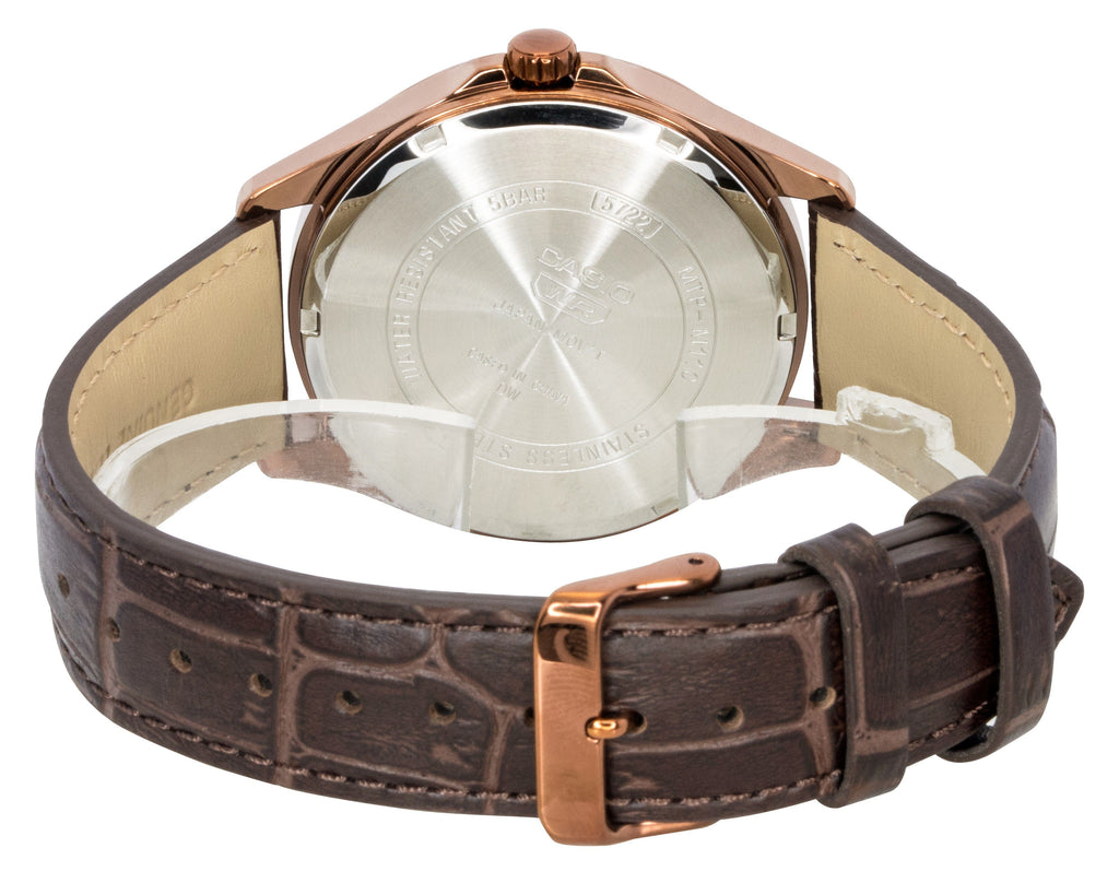 Casio Standard Analog Moon Phase Leather Strap Ivory Dial Quartz MTP-M110RL-5AV Men's Watch