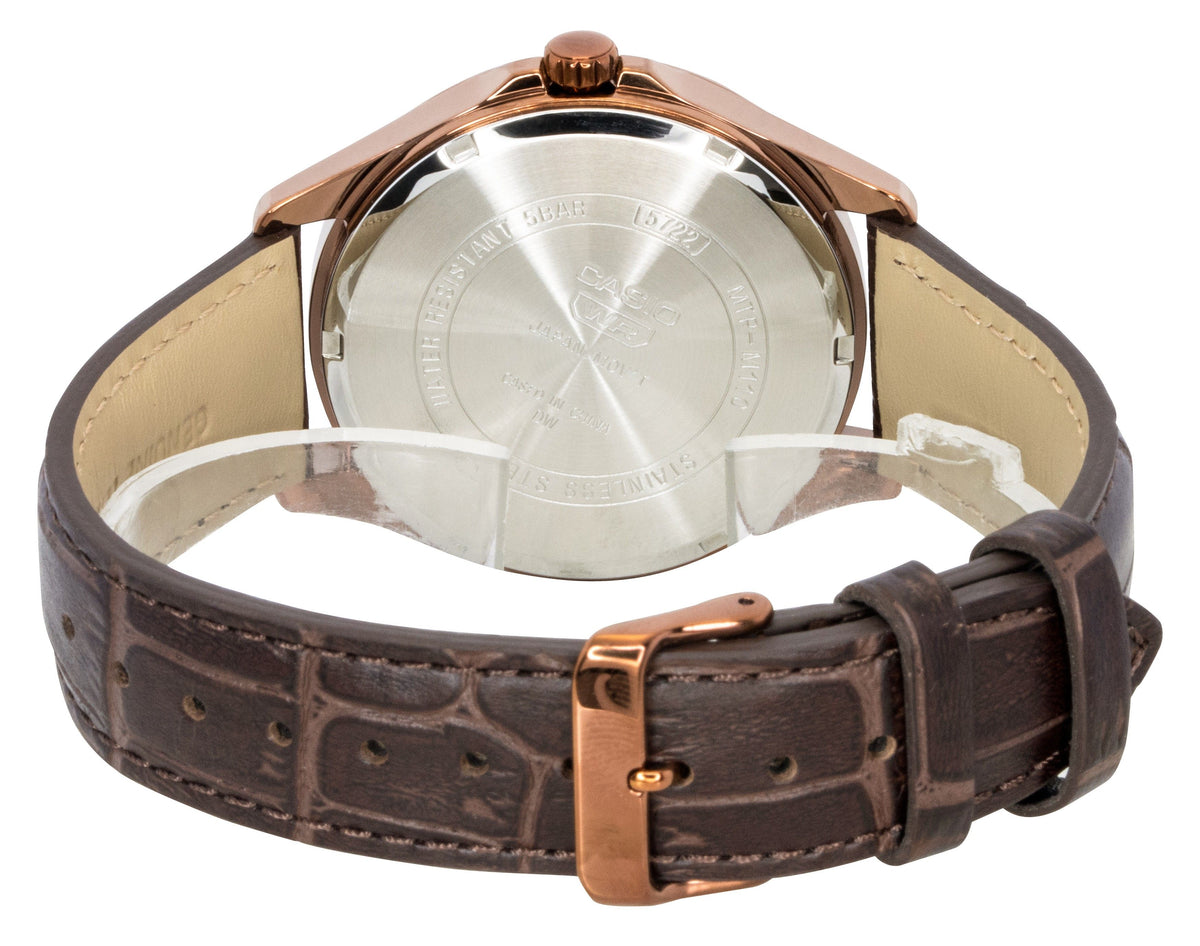 Casio Standard Analog Moon Phase Leather Strap Ivory Dial Quartz MTP-M110RL-5AV Men's Watch