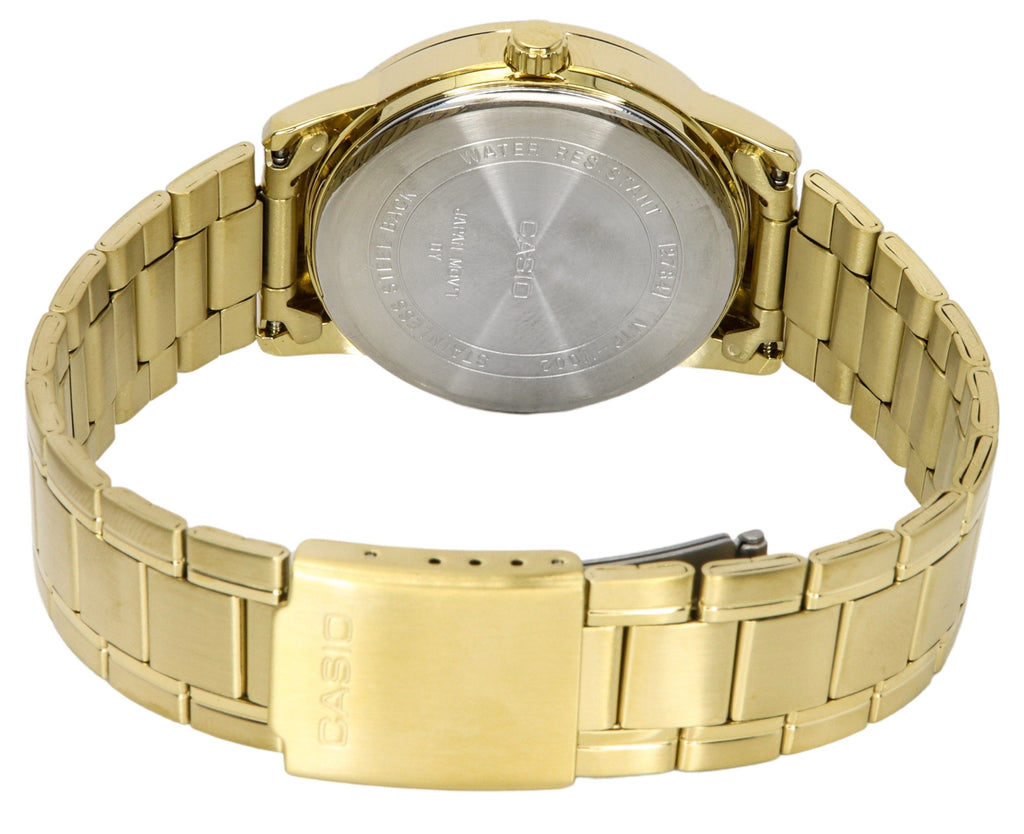 Casio Analog Gold Tone Stainless Steel Black Dial Quartz MTP-V002G-1B Men's Watch