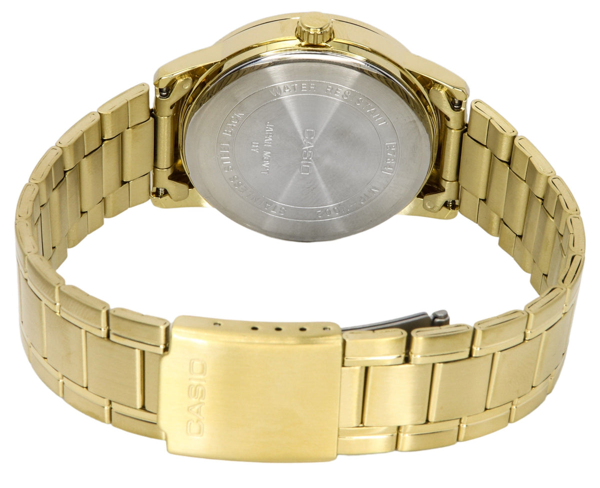 Casio Analog Gold Tone Stainless Steel Black Dial Quartz MTP-V002G-1B Men's Watch