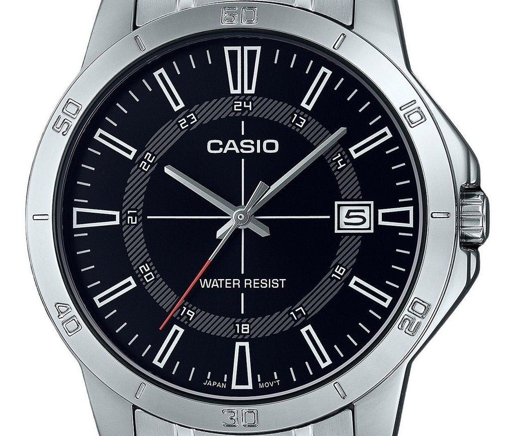 Casio Standard Analog Stainless Steel Black Dial Quartz MTP-V004D-1C Men's Watch