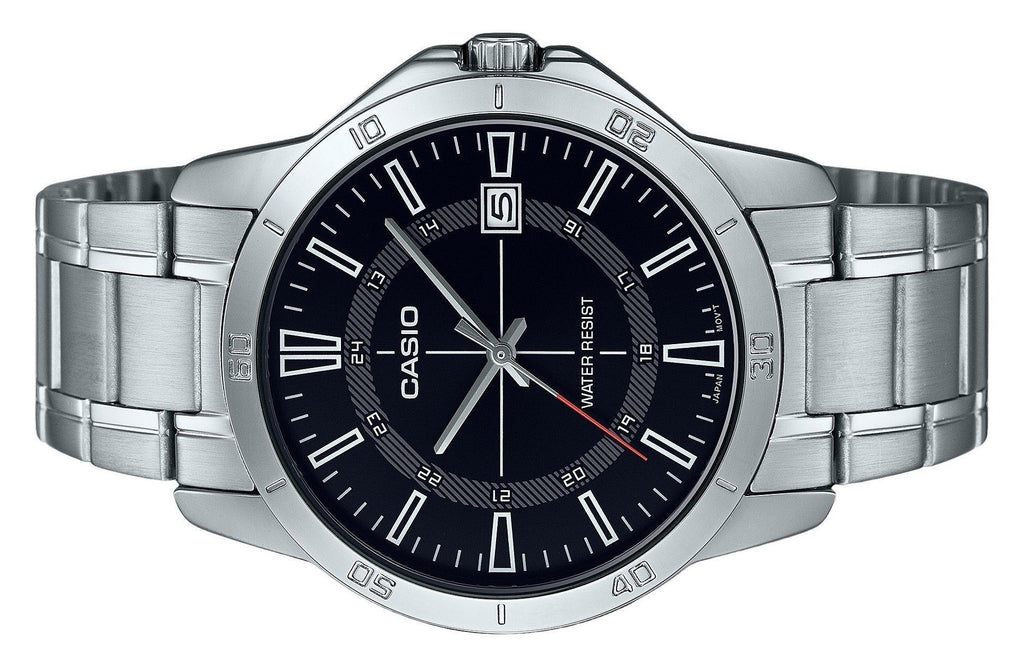 Casio Standard Analog Stainless Steel Black Dial Quartz MTP-V004D-1C Men's Watch