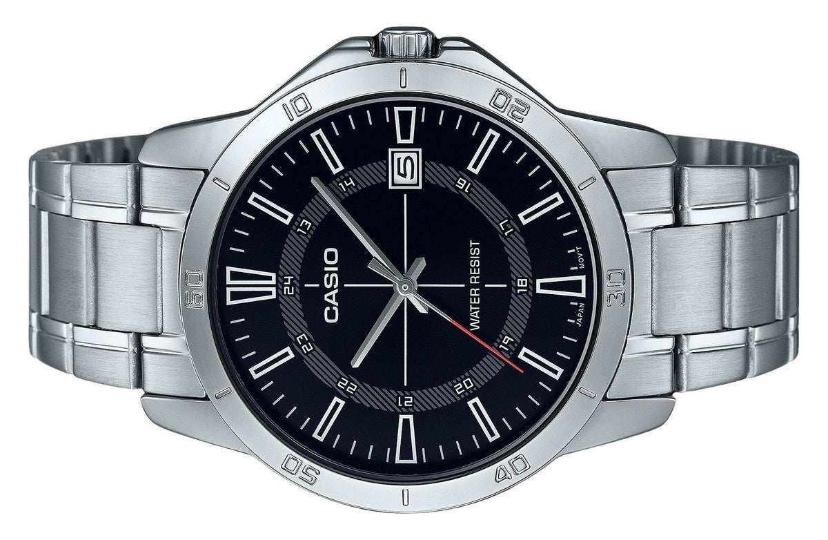 Casio Standard Analog Stainless Steel Black Dial Quartz MTP-V004D-1C Men's Watch