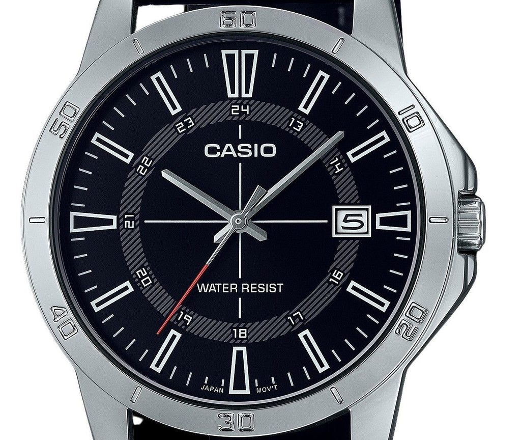 Casio Standard Analog Leather Strap Black Dial Quartz MTP-V004L-1C Men's Watch